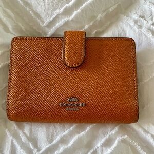Coach Bifold Wallet — Metallic Orange (Compact / Women’s)